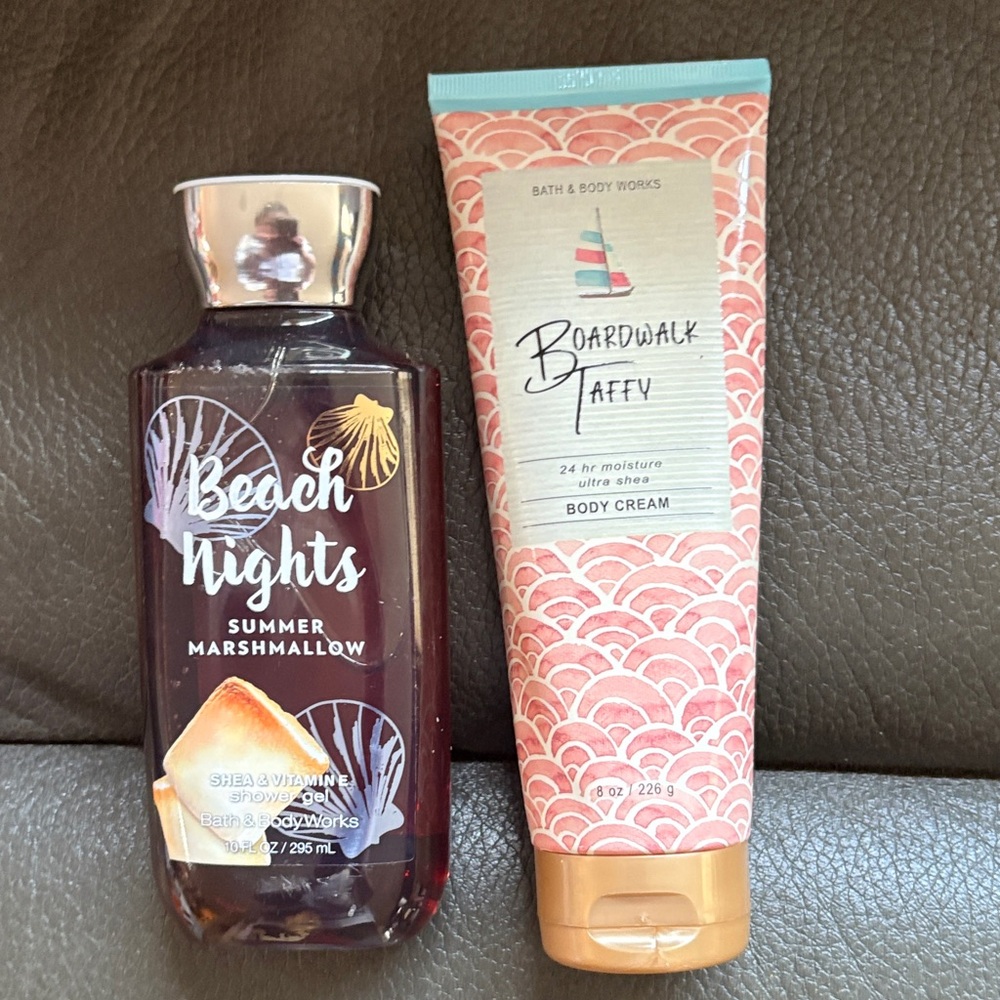 Bath and body works shower gels in beach nights and cream in boardwalk taffy